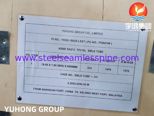 Tubo sin costuras de acero inoxidable ASTM A213 TP316L con alta resistencia a la corrosión para intercambiador de calor ET HT