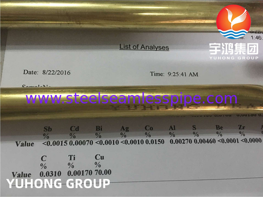 ASTM B111 C44300 Tubo de cobre níquel sin costura para intercambiadores de calor