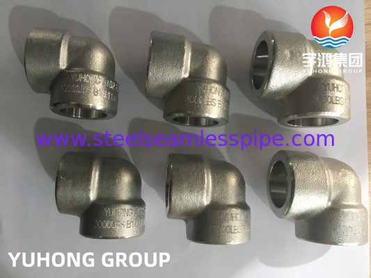 ASTM A182 F304 Acero inoxidable forjado con ajuste de 90 DEG. Codo de alta presión B16.11
