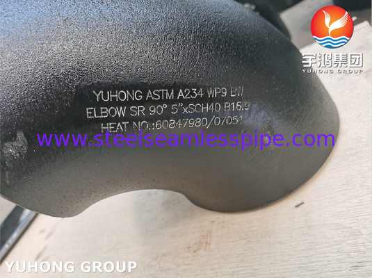 Las instalaciones para tubos sin costura ASTM A234 WP9 CL1 90° Codo BW SR 5&quot; SCH40