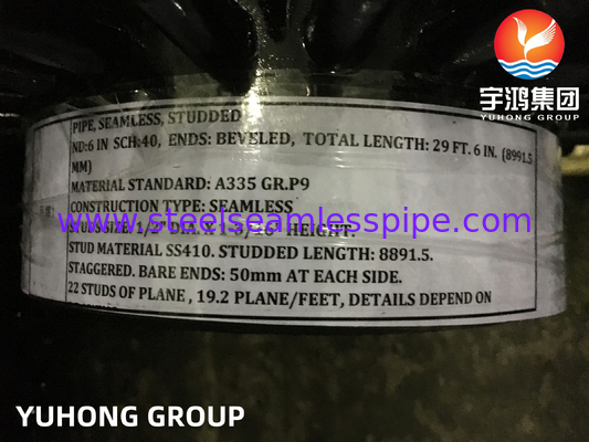 ASME SA335 P9 Tubo HFW con pernos helicoidales OD 10 a 508 mm para sección de convección del reformador