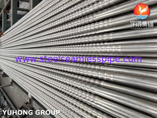 Tubo corrugado de acero inoxidable ASTM A213 TP304 Tubo de transferencia de calor mejorado