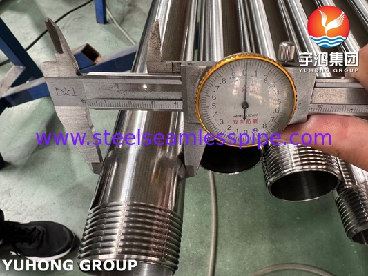 Tubo de acero inoxidable sanitario con hilo exterior ASTM A270 TP304