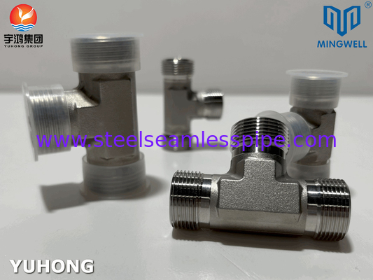 Adaptador de acero inoxidable Tees NPT G PT SS316L Formación hidráulica