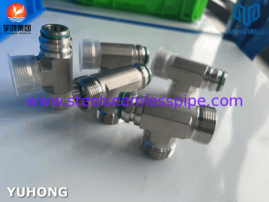 Adaptador de acero inoxidable Tees NPT G PT SS316L Formación hidráulica
