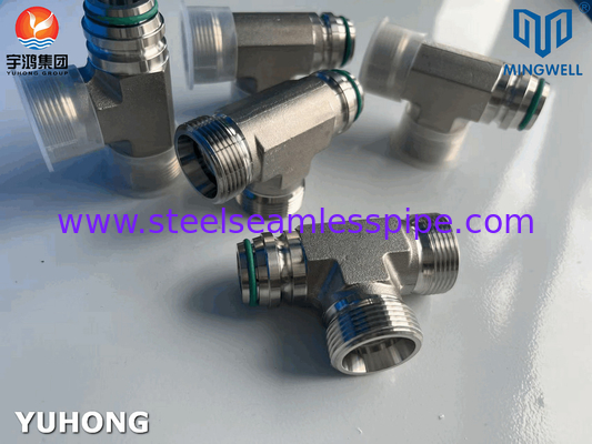 Adaptador de acero inoxidable Tees NPT G PT SS316L Formación hidráulica