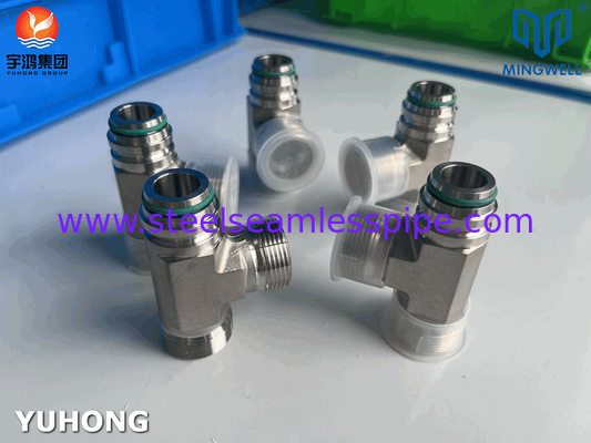Adaptador de acero inoxidable Tees NPT G PT SS316L Formación hidráulica