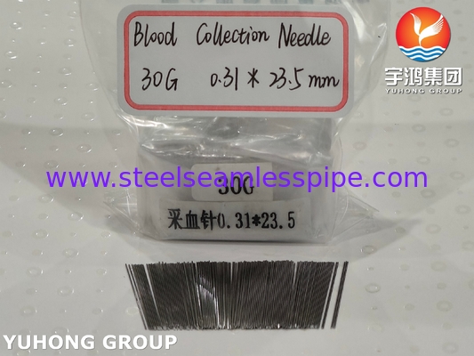 ISO9626 SUS304 30G 0.31*23.5MM Lanza de sangre con bebedas sólidas médicas para pruebas de muestreo