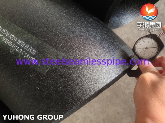 Codo de acero al carbono ASTM A234 WPB, 45 grados, radio largo, soldado a tope B16.9