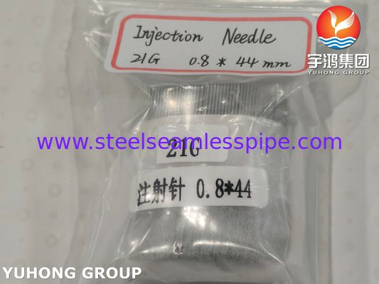 Aguja de inyección de punta de lanceta 21G, tubo de aguja de acero inoxidable médico ISO7864 SUS304