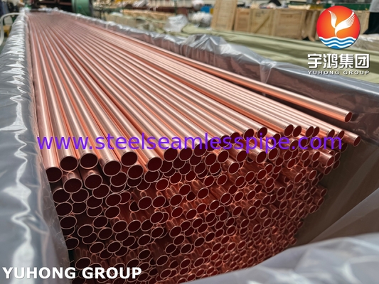 Tubo de condensador sin costura de cobre y aleación de cobre ASTM B111 C12200 99.9Cu H55 H80