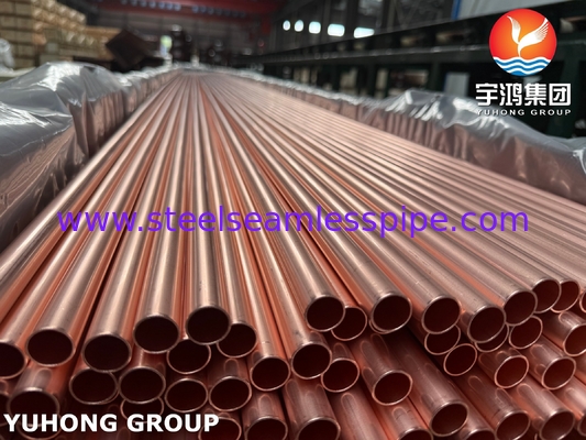 Tubo de condensador sin costura de cobre y aleación de cobre ASTM B111 C12200 99.9Cu H55 H80