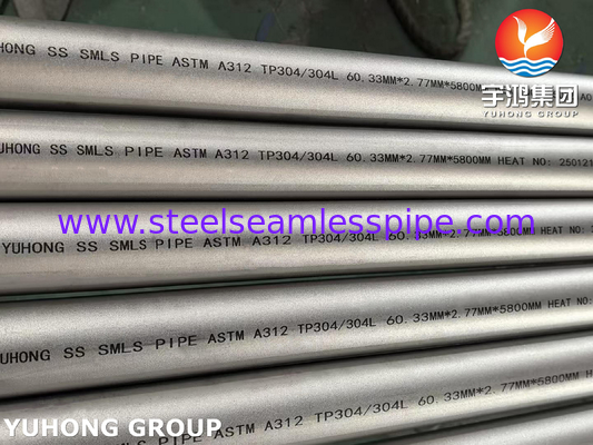 Tubo sin costura de acero inoxidable ASME SA312 TP304 / TP304L para servicio a alta temperatura