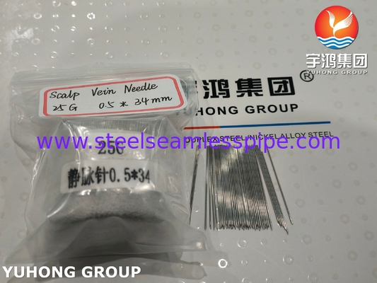 25G tubo de aguja intravenosa de acero inoxidable para inyección en la vena del cuero cabelludo ISO7864 SUS304
