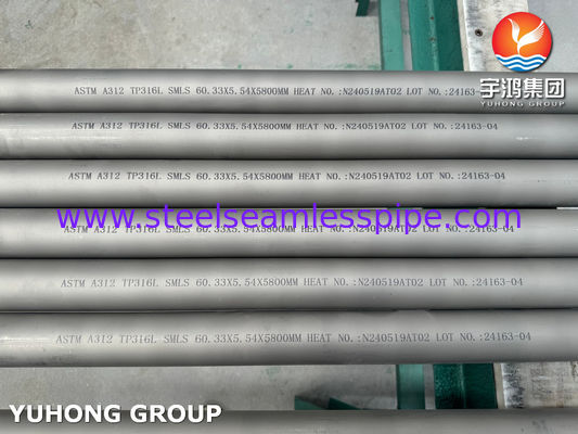 Tubería sin costura de acero inoxidable ASTM A312 TP316L con pruebas de corrientes parásitas, hidrostáticas y ultrasónicas para aplicaciones petroquímicas