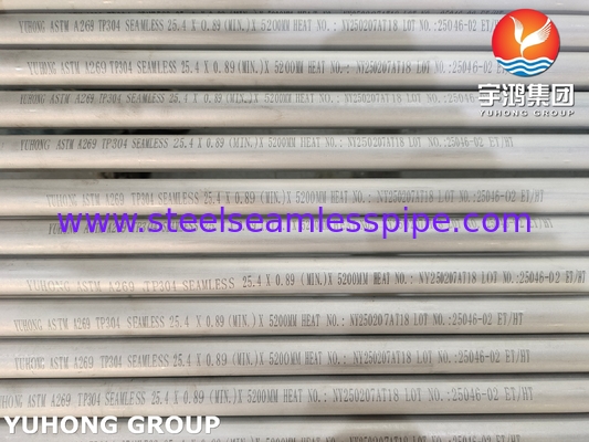 ASTM A269 TP304 Tubo sin costura de acero inoxidable encurtido recocido para intercambiador de calor y servicio general
