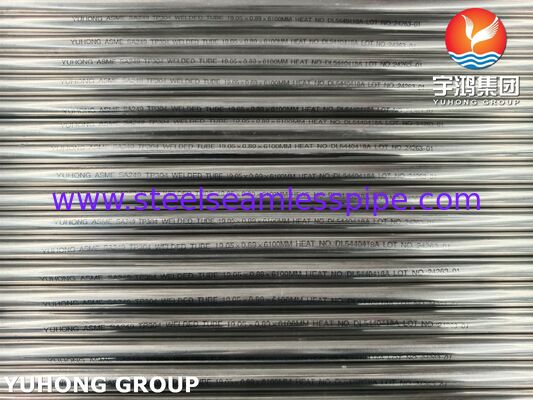 Tubo soldado de acero inoxidable TP304 recocido brillante ASME SA249 para sistema de refrigeración