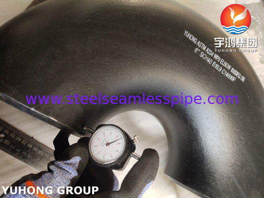 ASTM A234 WPB Acero de carbono de alta resistencia de 90° con el codo en el extremo trasero de la soldadura con el codo de largo radio (1.5D) para sistemas de tuberías de petróleo, gas y agua