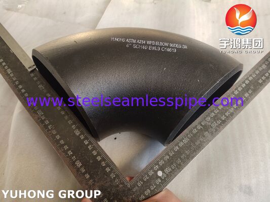 ASTM A234 WPB Acero de carbono de alta resistencia de 90° con el codo en el extremo trasero de la soldadura con el codo de largo radio (1.5D) para sistemas de tuberías de petróleo, gas y agua