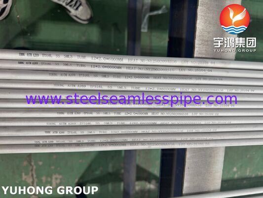 Tubo sin costura de acero inoxidable ASTM A269 TP316L para condensador, encurtido y recocido