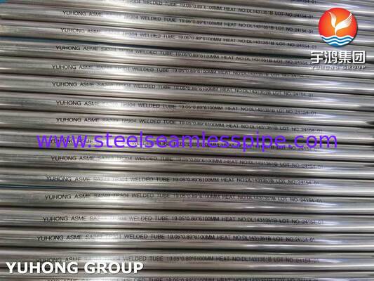 ASME SA249 Acero inoxidable 304 brillante recocido tubo soldado para destilador, 3 / 4 " 20BWG