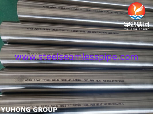 Tubos sin costura de acero inoxidable brillante recocido ASTM A269 TP304 para evaporador 4" 18BWG