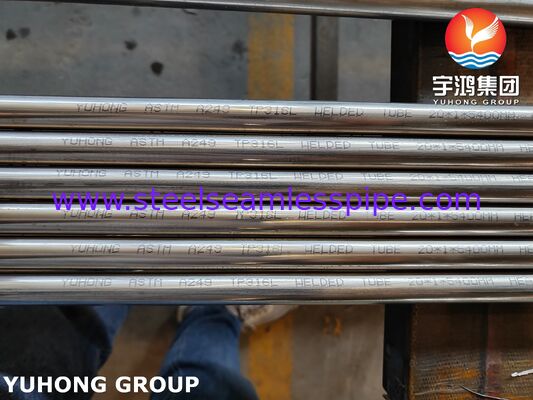 Tubo soldado de acero inoxidable brillante recocido ASTM A249 TP316L para la industria del diario