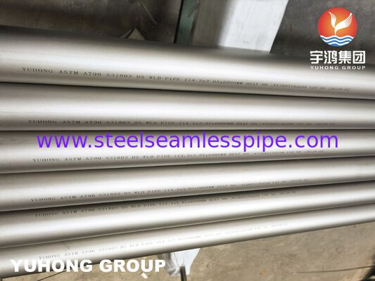 Tubería soldada de acero inoxidable dúplex ASTM A790 UNS S31803 para servicio industrial corrosivo