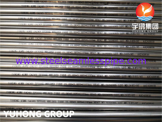 Tubo de acero inoxidable para intercambiador de calor Tubo soldado de acero inoxidable ASTM A249 TP304 TP304L Con alto rendimiento, Decapado y recocido, Extremo liso