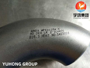 Colocaciones a dos caras estupendas de la tubería de acero, codo S31254/254 SMO de la soldadura de extremo de ASTM A403 UNS/1,4547