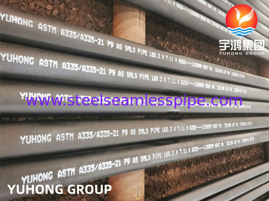 TUBO SIN SOLDADURA ASTM A335 DEL ACERO DE ALEACIÓN P9/CAPA DEL NEGRO DE ASME SA335