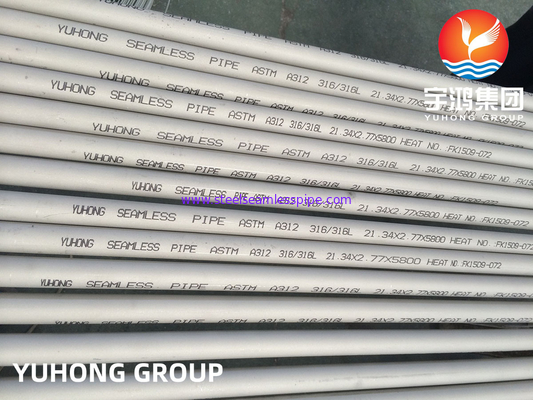 Pipe sin costura de acero inoxidable austenítico ASTM A312 TP316L para el sello de código ASME BPV U