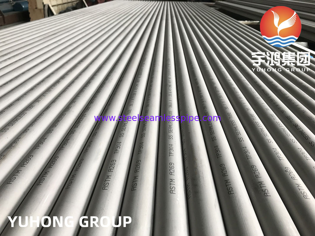 Tubo sin costura de acero inoxidable ASTM A269 TP304 decapado y recocido para intercambiador de calor con prueba PMI