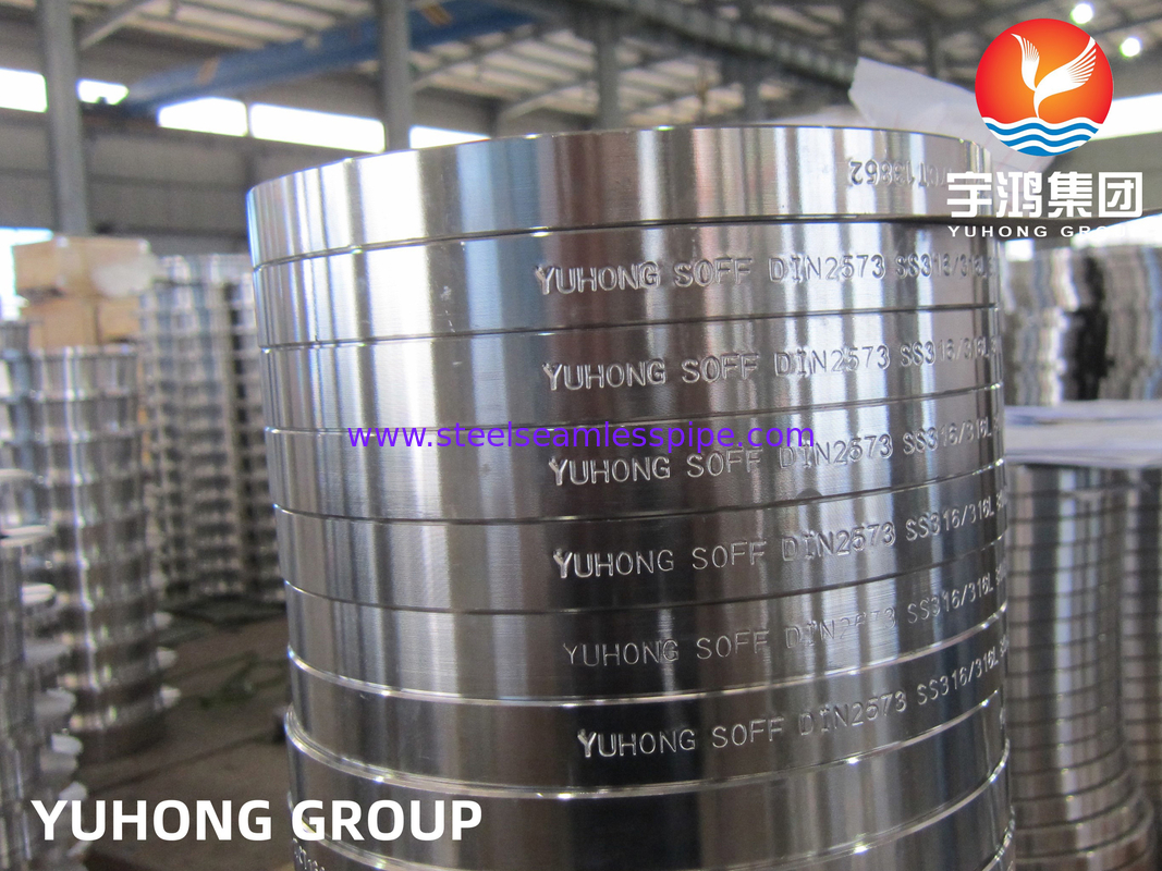 DIN2573, ASTM A182 F316 F316L, Flancos de deslizamiento de acero inoxidable forjado, cara plana B16.5