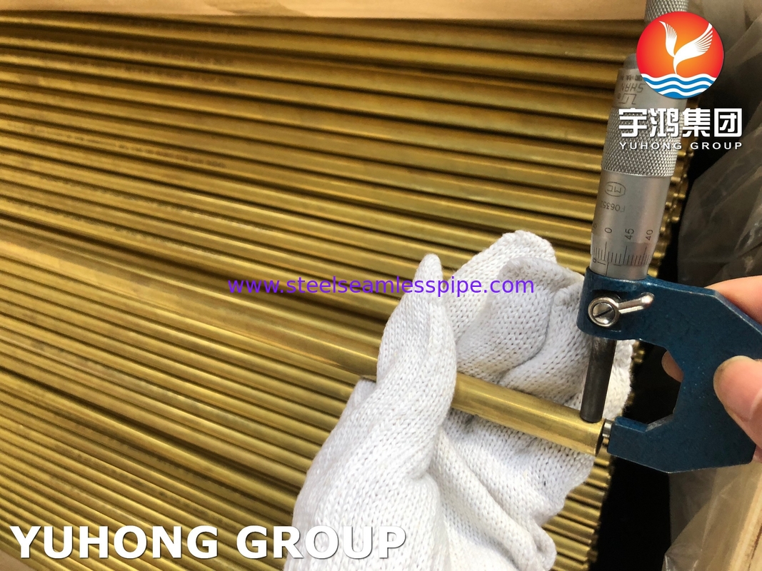 Tubo de latón de aleación de cobre ASTM B111 C44300 C68700 C70600 25.4mm*1.245mm*12995mm Radiador de enfriador de aire condensador