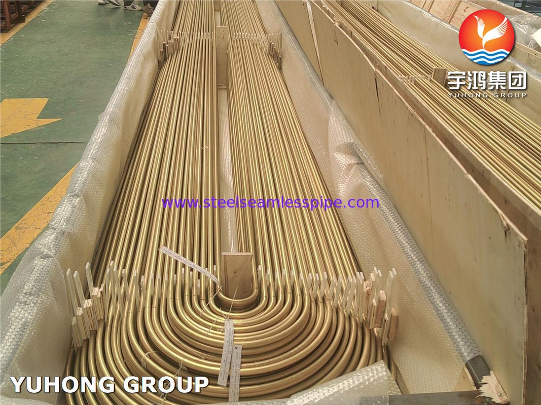 ASTM B111 C68700 Tubo sin costura de U Bend de acero de aleación de cobre para intercambiador de calor