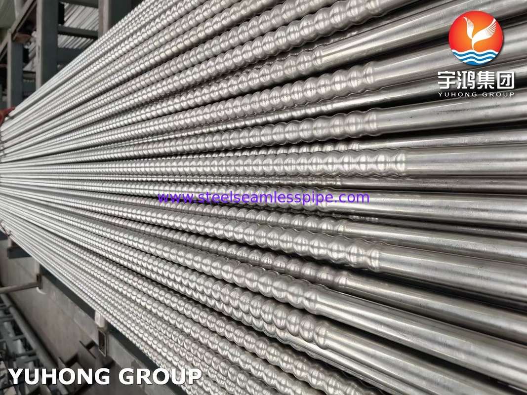 Tubo corrugado de acero inoxidable ASTM A213 TP304 Tubo de transferencia de calor mejorado