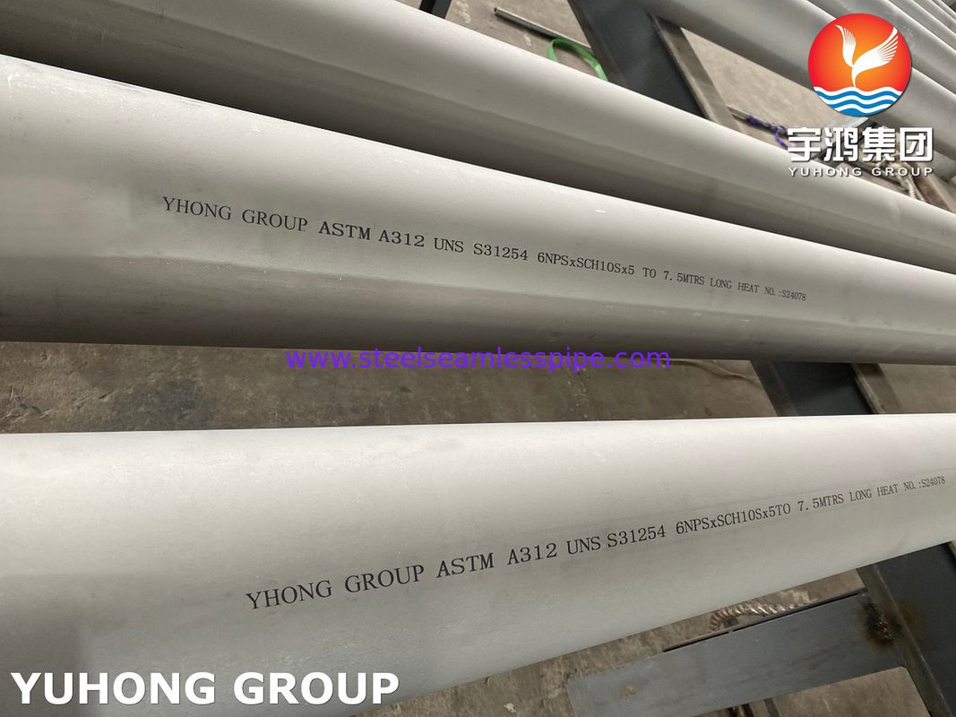 ASTM A312 UNS S31254 254SMO /1.4547 Tubo sin costuras de acero inoxidable austenítico de alta mo