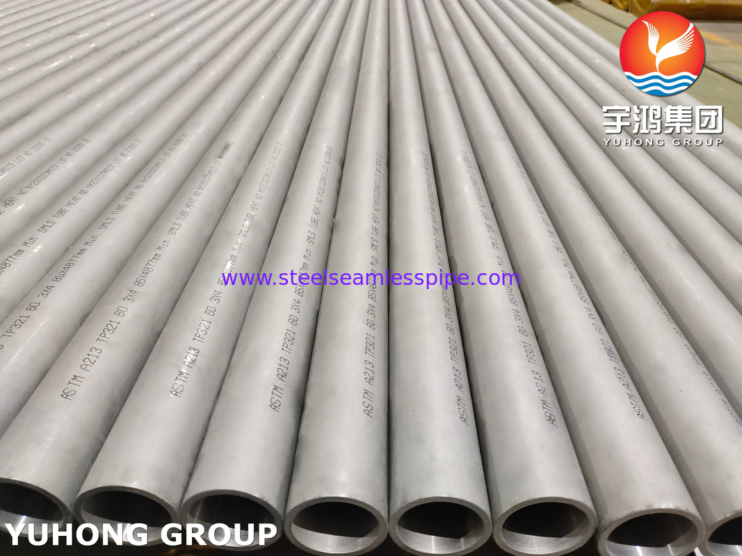 ASTM A213 ASME SA213 TP321 TP321HTubos sem costura de acero inoxidable Espessura Recozido en conservación Termina Simples Trocador de calor