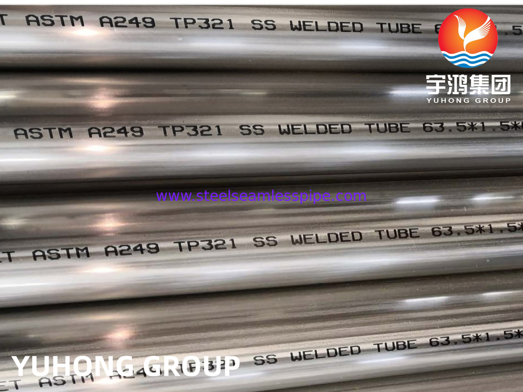 ASTM A249 TP321 Tubo de acero inoxidable soldado Calderas de calentamiento brillante, intercambiadores de calor y aplicaciones de supercalentadores