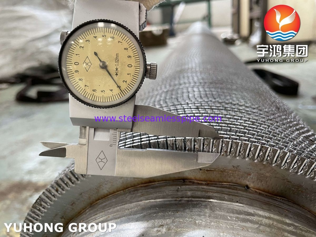 ASME SA312 TP347 Tubo dentado HFW de acero inoxidable con banda de aleta de acero inoxidable para economizador
