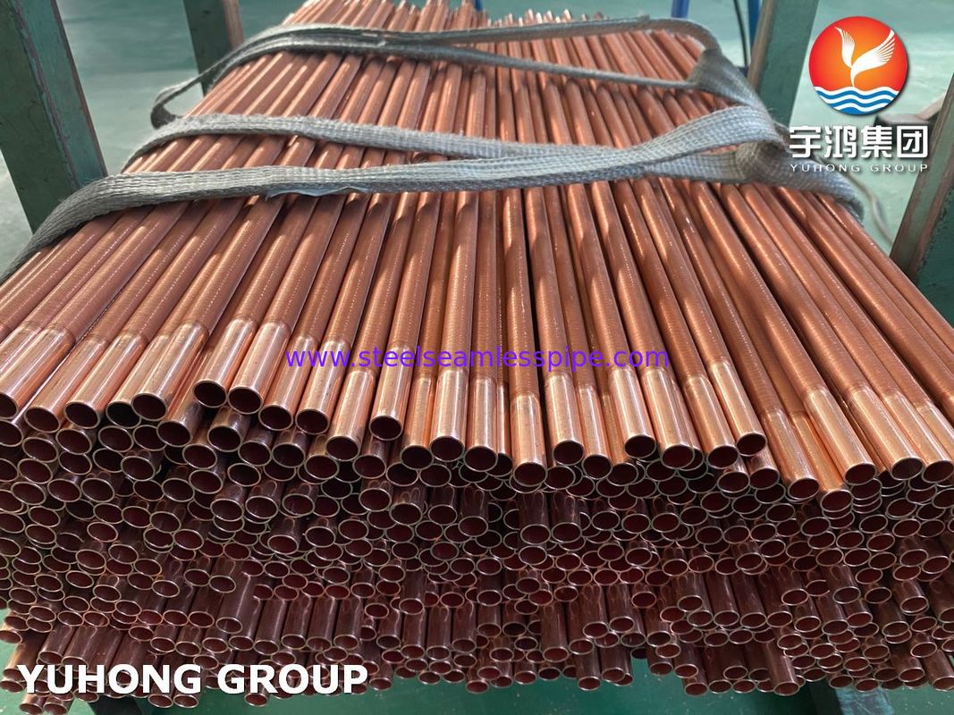 Tubo de cobre y níquel B111 C70600-O61 Tubo de aleta espiral para enfriador de aire de enfriador