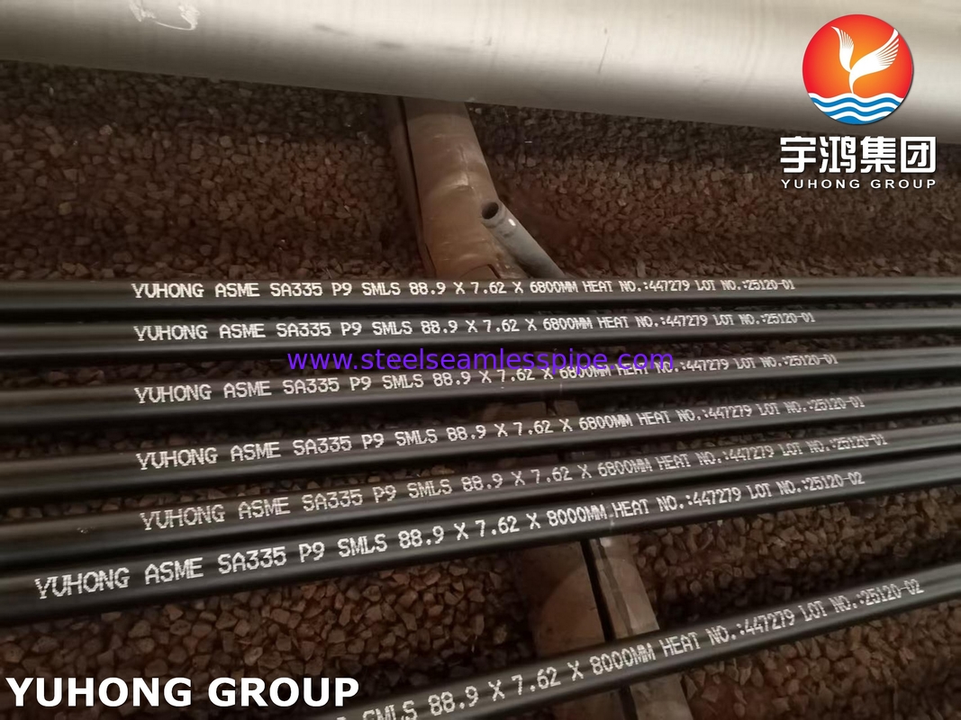 Tubo de acero de aleación ferrítica ASTM A335 P9 para alta temperatura 88.9MM X 7.62MM