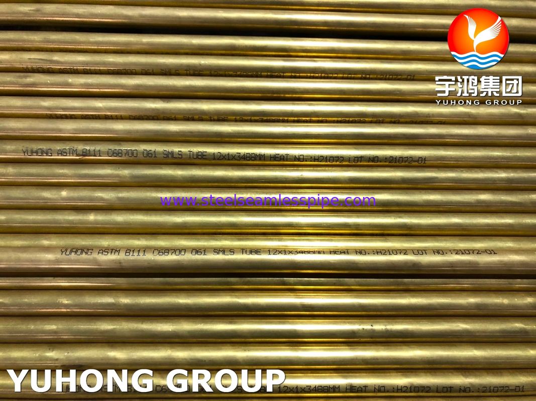 Tubo Cooper Alloy B111 C68700 O61 Recocido, Tubo sin costura de latón de aluminio para intercambiador de calor de agua de mar