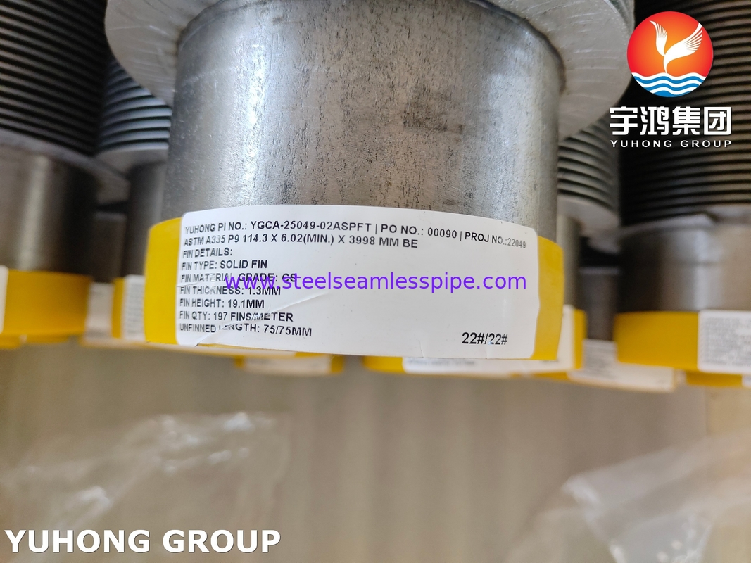 Tubo de aleta sólida ASTM A335 P9 Material de aleta CS Generador de vapor de recuperación de calor