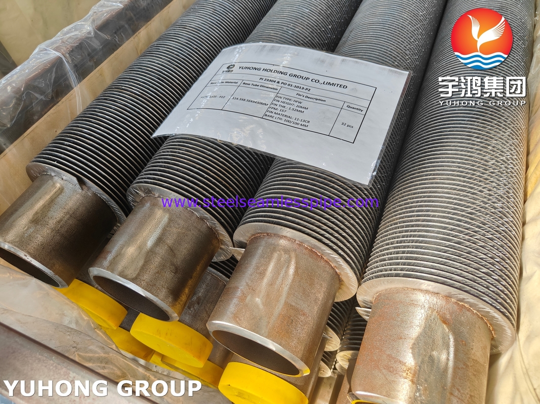 Tubo sin costura de acero aleado ASME SA335 P22 con aleta sólida HFW para sistema HRSG