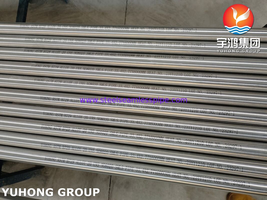 Tubo sin costura de aleación 20 (UNS N08020) ASTM B729, resistente a la corrosión para entornos ácidos