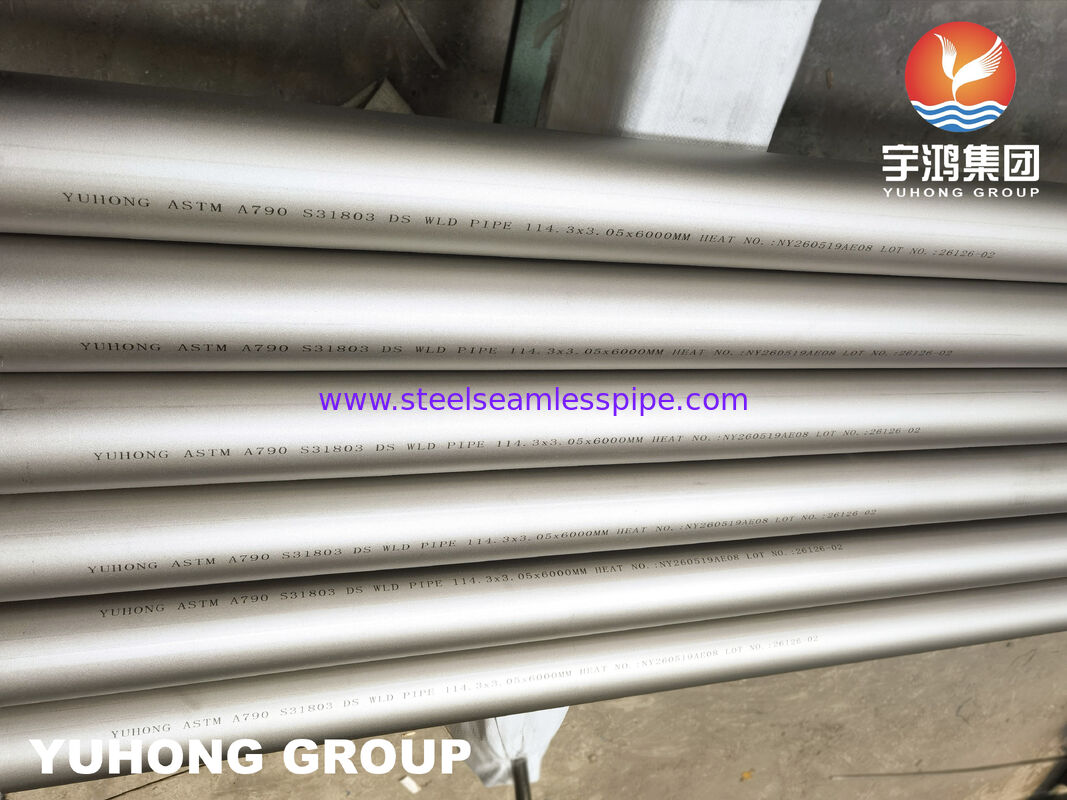 Tubería soldada de acero inoxidable dúplex ASTM A790 UNS S31803 para servicio industrial corrosivo