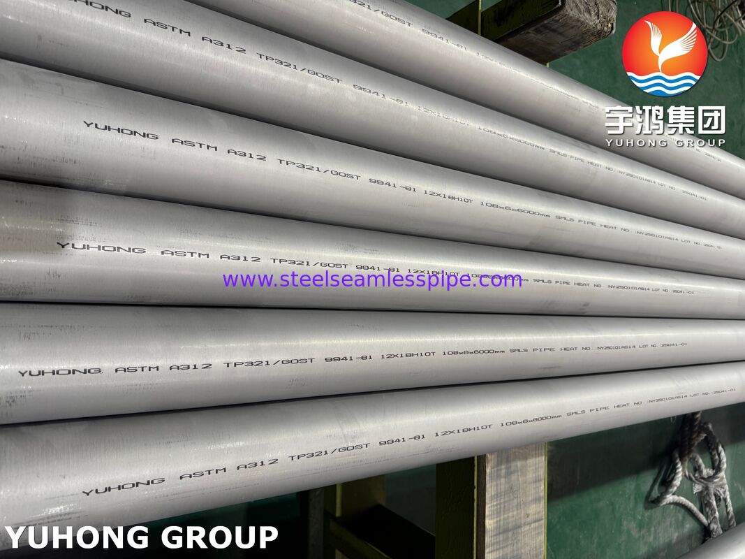 Tubería de acero inoxidable sin costura ASTM A312 TP321 UNS S32100 1.4541 para generación de energía
