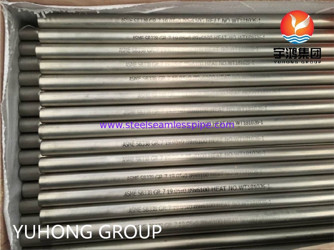 Tubo de acero sin costura de aleación de titanio ASME SB338 GR.7 para condensadores e intercambiadores de calor